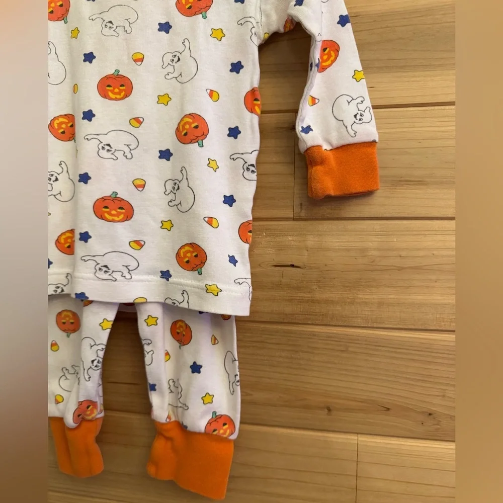 Vintage OshKosh Bgosh 12-18 Months Halloween 2 Piece Pajama Set Ghosts Pumpkin